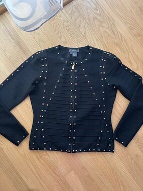 Per Se Black Jacket with Gold Stud Accents